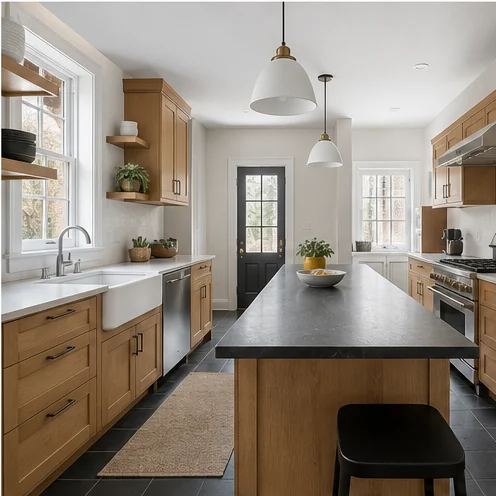 Prototype concept of a warm residential kitchen remodel